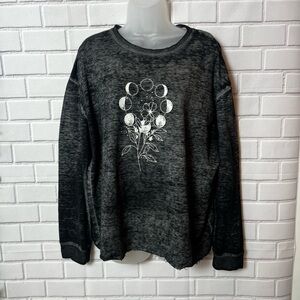 C&C California women dark gray long sleeve boho shirt/size L